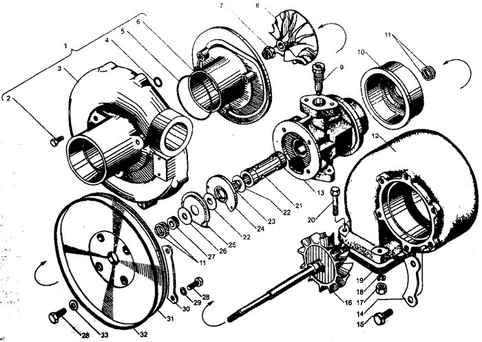 Турбокомпрессор двигателя ЯМЗ 238НД4