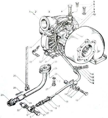 Трубки подвода и слива масла турбокомпрессора двигателя ЯМЗ 238НД4